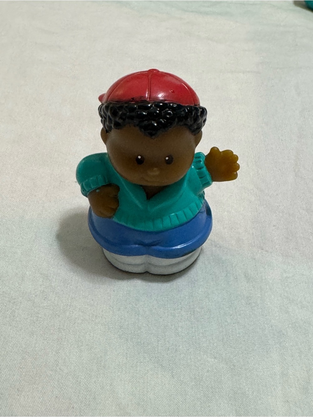 Little People Boy in Teal Shirt, Blue Pants & Red Cap